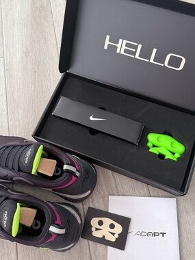 Nike Black Slip-On Trainer with Neon Green and Fuchsia Accents